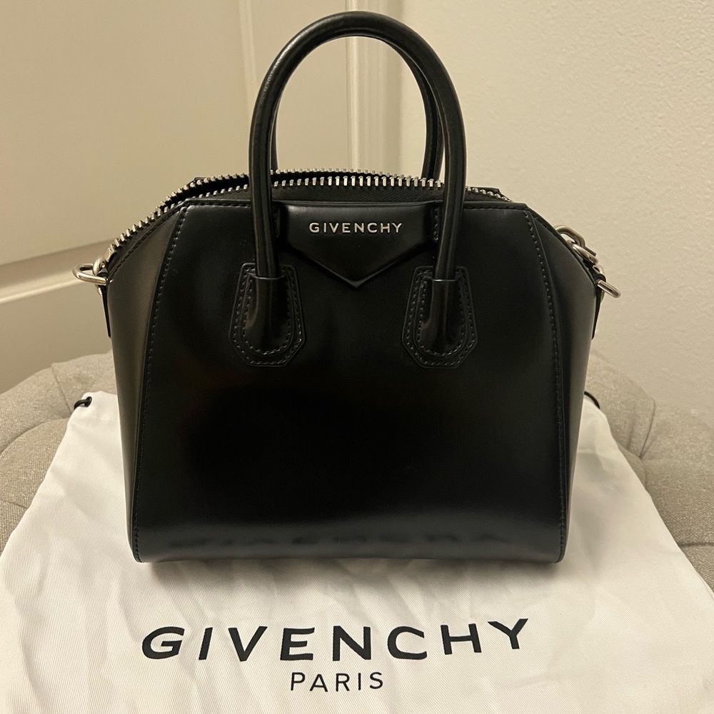 AUTHENTIC GIVENCHY ANTIGONA MINI CROSSBODY LEATHER HANDBAG TOP HANDLER BLACK